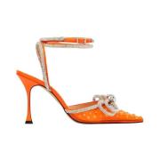 Orange Crystal Double Bow High Heels