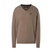 Beige Sweater med Kontrast Trim