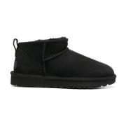 Sort Shearling/Suede Classic Ultra Mini Ankelstøvler