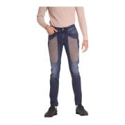 Slim Fit Denim Jeans med Alcantara Patches