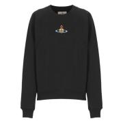 Sort Bomulds Sweatshirt med Broderet Logo