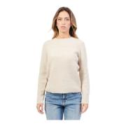 Beige Crew Neck Cotton Sweater