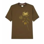 Grøn Blomstret Broderet T-shirt