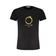 Sort Bomuld T-shirt med Tryk Logo