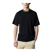 Ribbet rund hals T-shirt med logo