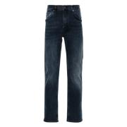 Blå Sorte Straight Jeans Casual Stil