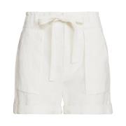 Hvide Linned Cargo Shorts