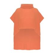 Elegant Ærmeløs Poncho Brændt Orange