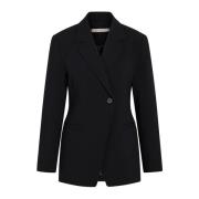 Sort Blazer med Dropped Shoulder