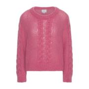 Kabelstrik Pink Pullover Sweater