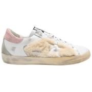 Shearling Læder Sneakers Hvid/Rosa