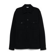 Navy Blue Jersey Texture Coat