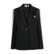 Sort Logo-Broderet Stribet Blazer