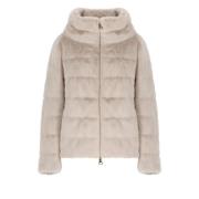 Pink Faux Fur Quilted Down Jacket