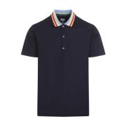 Mørkeblå Stribet Krave Polo Shirt