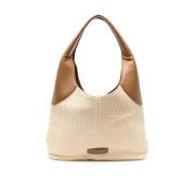 Stro Effekt Beige Tasker med Frontlogo