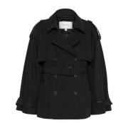 Kort Sort Trenchcoat Jakke