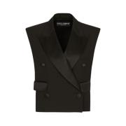 Sort Uldblanding Dobbelt-Breasted Gilet