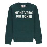 Grøn Uld Cashmere Pullover Crewneck Sweater