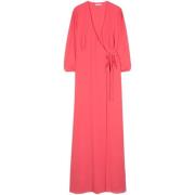 Pink Georgette Wrap Dress med V-hals