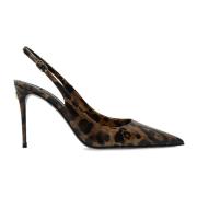 Leopard Print Slingback Pumps Brun