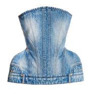 Struktureret denim bustier