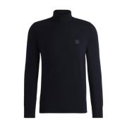 Blå Høj Hals Cashmere Sweater