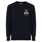 Blå Snoopy Broderet Sweater