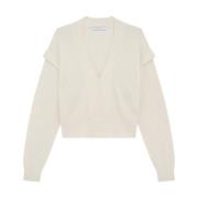 Beige Strikket V-hals Sweater