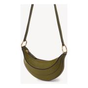 Khaki Læder Crossbody Taske