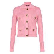 Pink Ribstrikket Cardigan