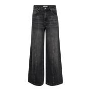 Wide Leg Wave Jeans Sort