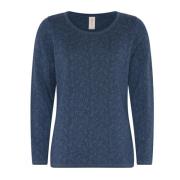 Indigo Jacquard Strik Pullover Sweater