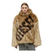 Faux Fur Hættejakke med Lynlås