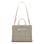 Grøn Vævet Raffia Tote Taske