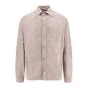 Suede Snap Button Skjorte Italien Made