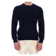 Blå Cashmere Uld Rundhals Sweater