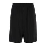 Sort Viskose Bermuda Shorts