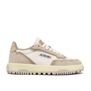 Hvide og beige mesh sneakers