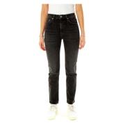 Højtaljede Straight Fit Denim Jeans