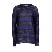 Stribet Mohair Uld Sweater