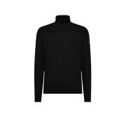 Velour ribstrikket rullekrave sweater