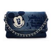 Blå Denim Skuldertaske med Mickey Mouse Patch