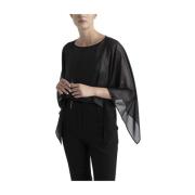 Våd-look lamineret georgette poncho