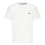 Hvid Bomulds T-shirt med Logo Patch