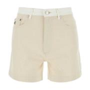 To-farvet denim shorts