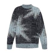 Pixeleret Grafisk Sweater med Side Lynlås