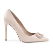 Beige Læder Stiletto Hæle