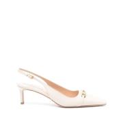 Ivory Hvide Læder Slingback Hæle