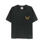 Sort Crew Neck T-shirt med Brystlomme